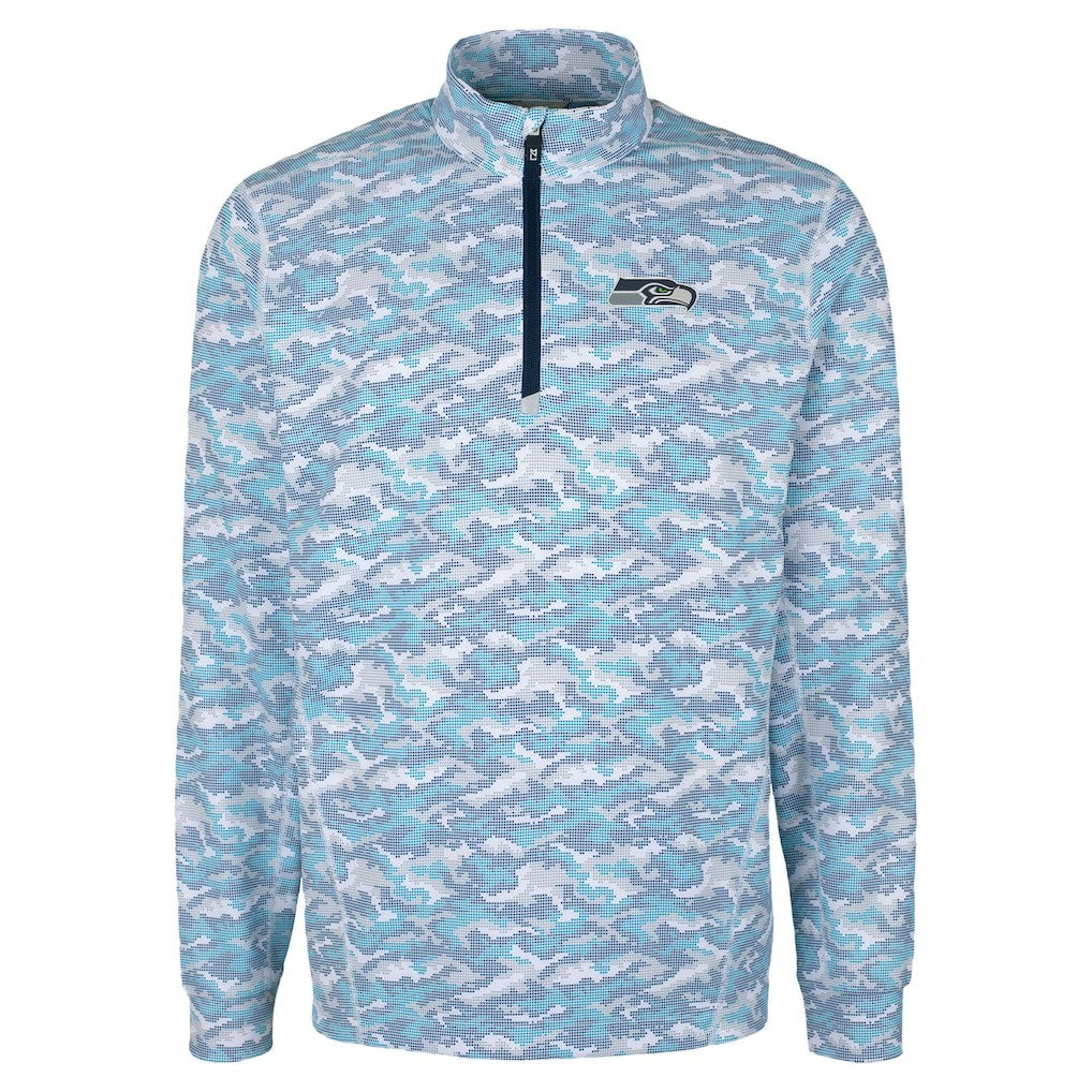 Seattle Seahawks Cutter & Buck Traverse Camo Print Stretch Quarter-Zip Top | NFL Online
