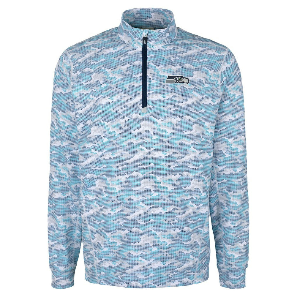 Seattle Seahawks Cutter & Buck Traverse Camo Print Stretch Quarter-Zip Top | NFL Online
