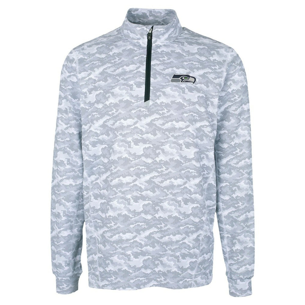 Seattle Seahawks Cutter & Buck Traverse Camo Print Stretch Quarter-Zip Top | NFL Sale