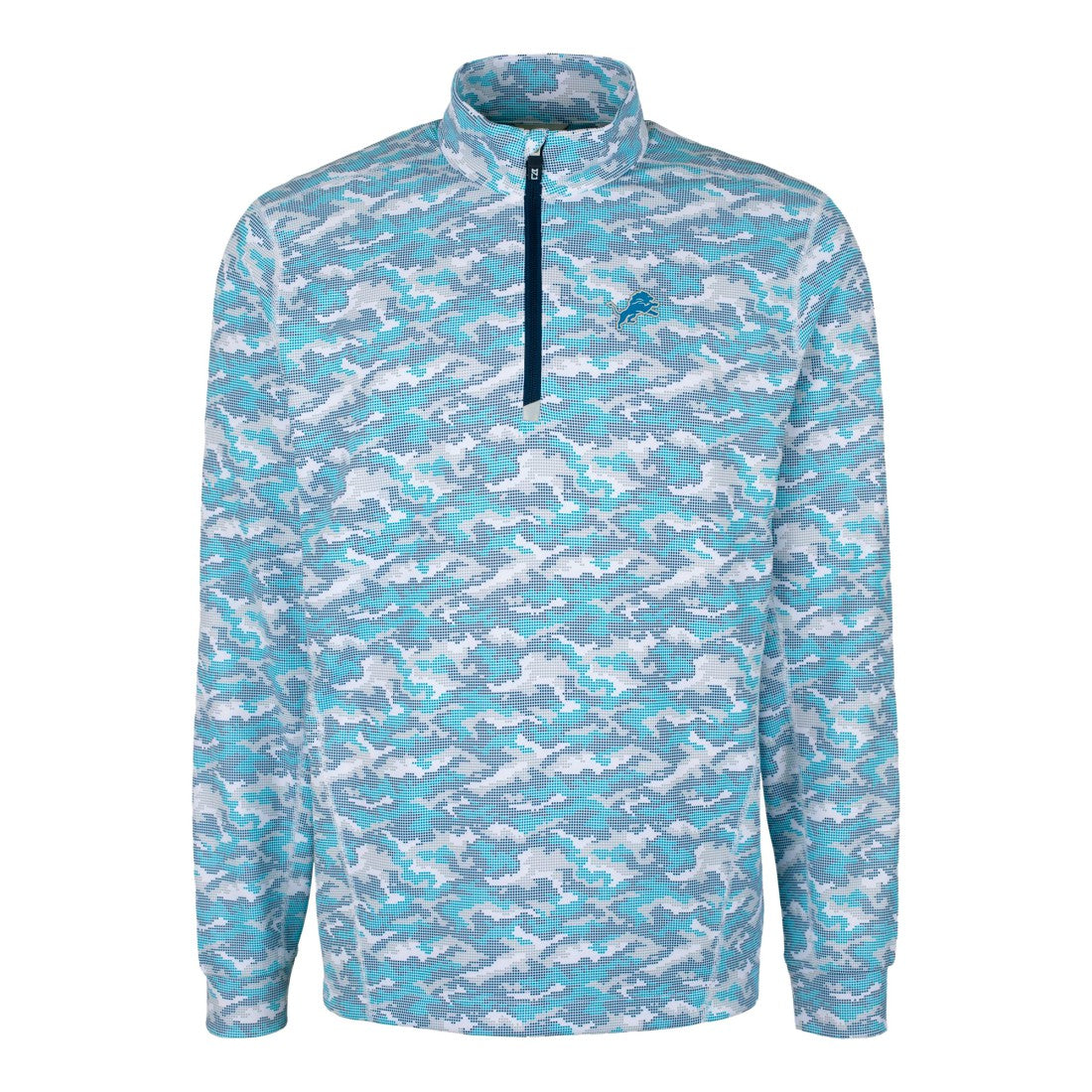 Detroit Lions Cutter & Buck Traverse Camo Print Stretch Quarter-Zip Pullover Top | NFL Outlet