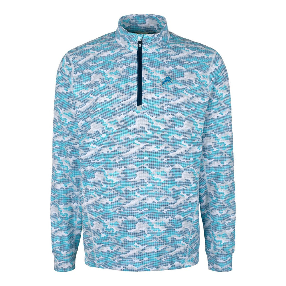 Detroit Lions Cutter & Buck Traverse Camo Print Stretch Quarter-Zip Pullover Top | NFL Outlet