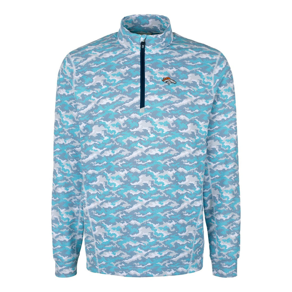 Denver Broncos Cutter & Buck Traverse Camo Print Stretch Quarter-Zip Pullover Top | NFL Sale