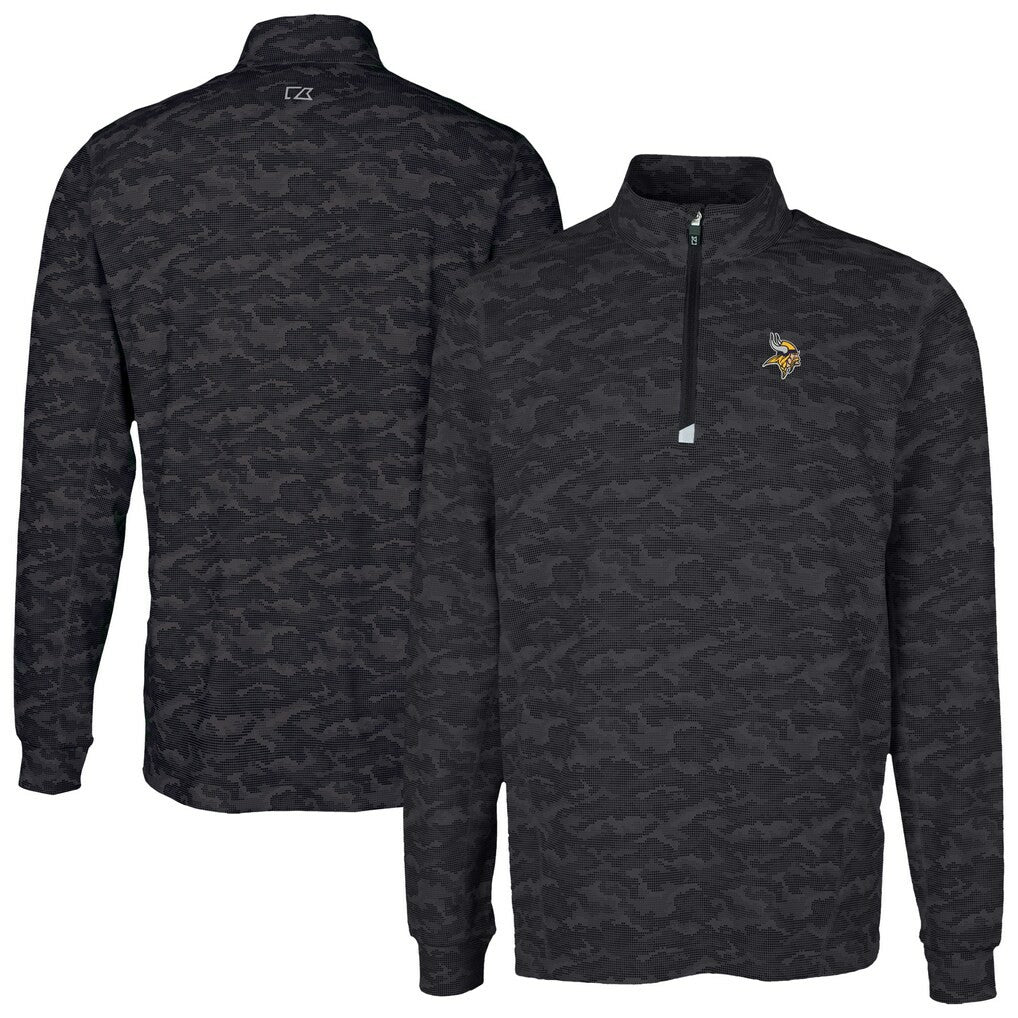 Minnesota Vikings Cutter & Buck Traverse Camo Print Stretch Quarter-Zip Top | NFL New