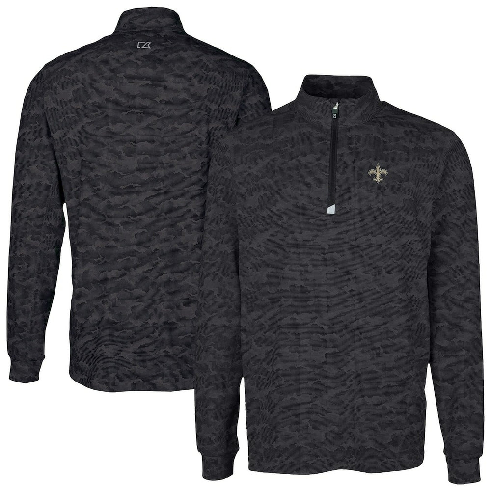 New Orleans Saints Cutter & Buck Traverse Camo Print Stretch Quarter-Zip Top | NFL US