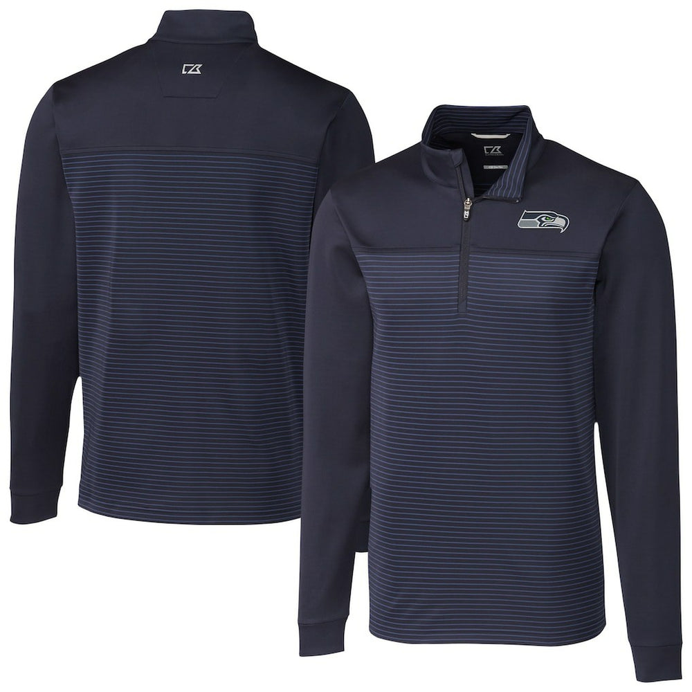 Seattle Seahawks Cutter & Buck Traverse Stripe Stretch DryTec Quarter-Zip Top | NFL Hot