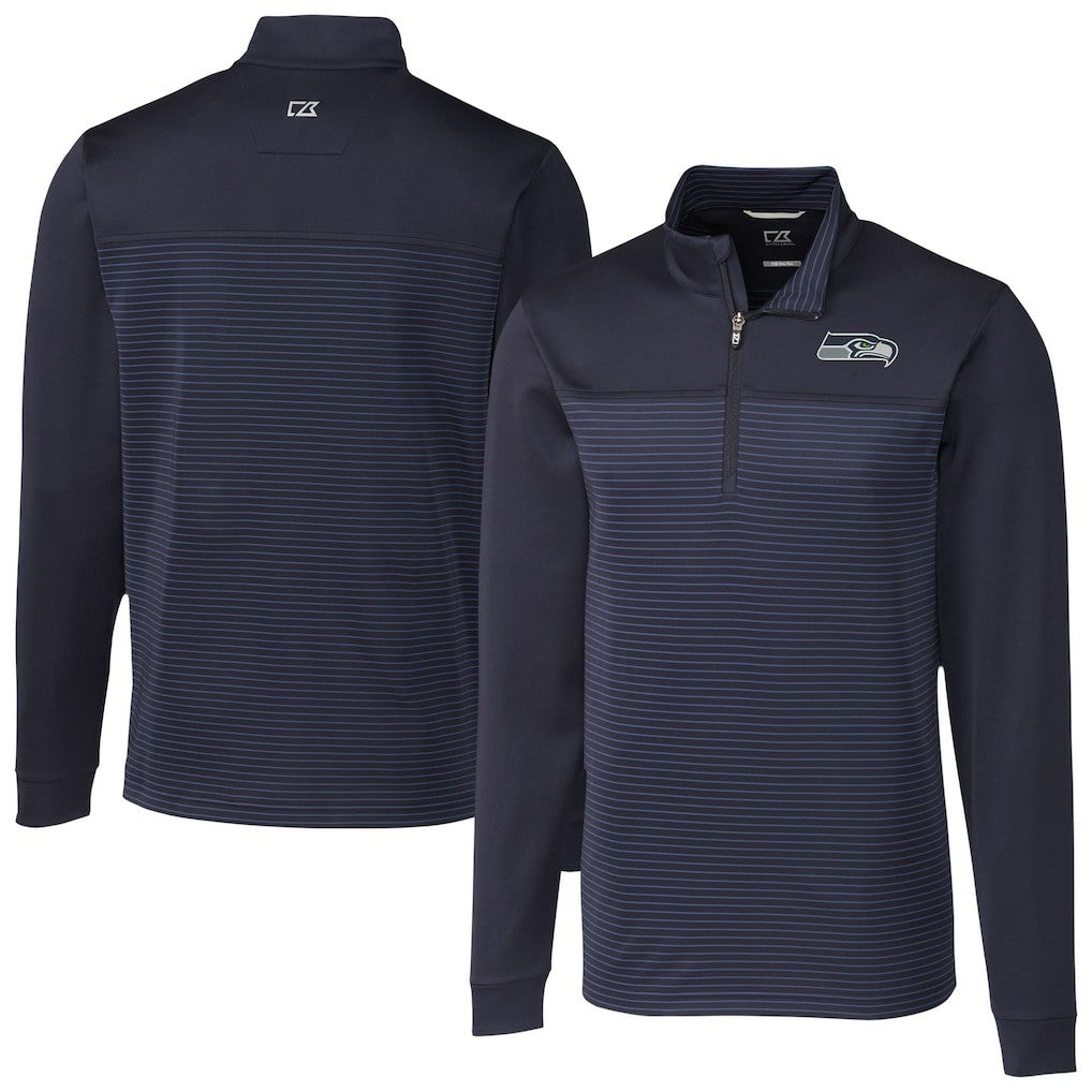 Seattle Seahawks Cutter & Buck Traverse Stripe Stretch DryTec Quarter-Zip Top | NFL Hot