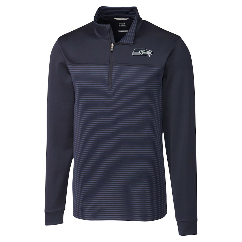Seattle Seahawks Cutter & Buck Traverse Stripe Stretch DryTec Quarter-Zip Top | NFL Hot