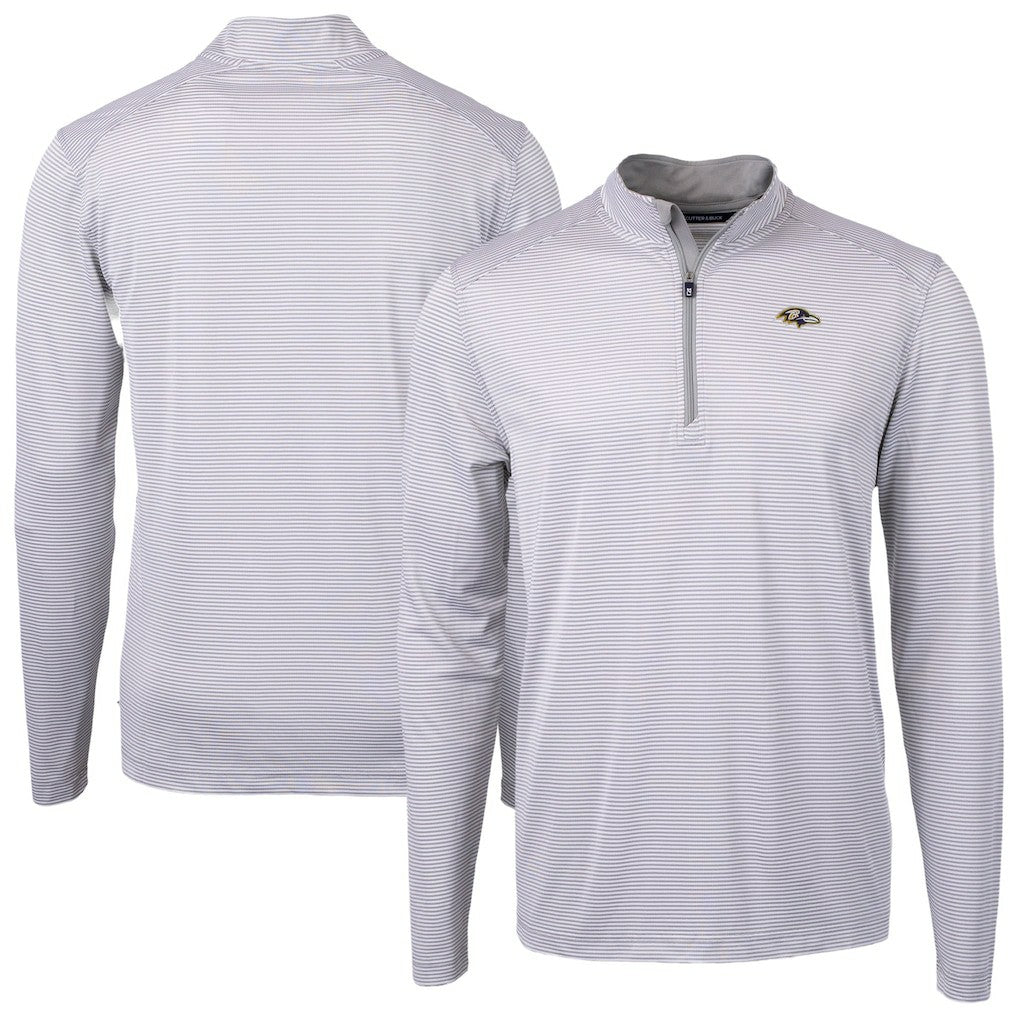 Baltimore Ravens Cutter & Buck Virtue Eco Pique Micro Stripe Quarter-Zip Jacket | NFL Online
