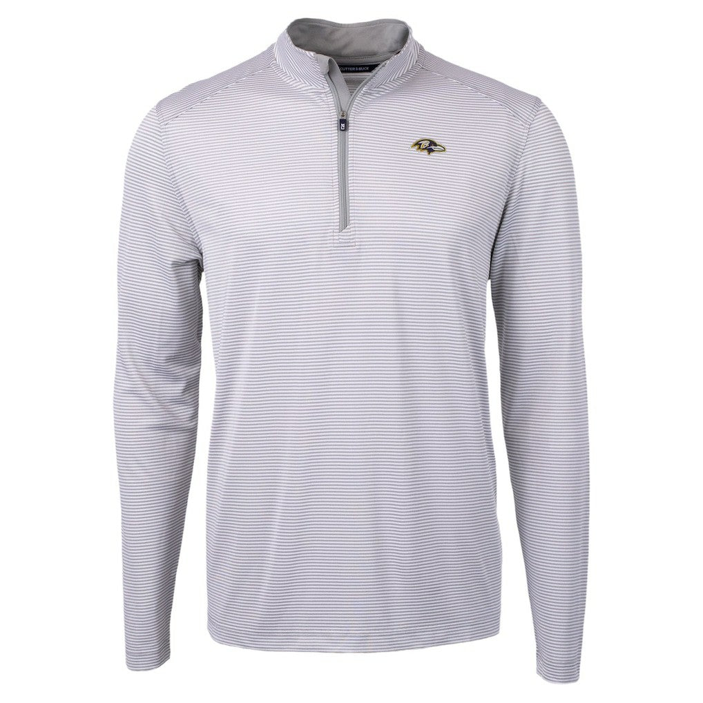 Baltimore Ravens Cutter & Buck Virtue Eco Pique Micro Stripe Quarter-Zip Jacket | NFL Online