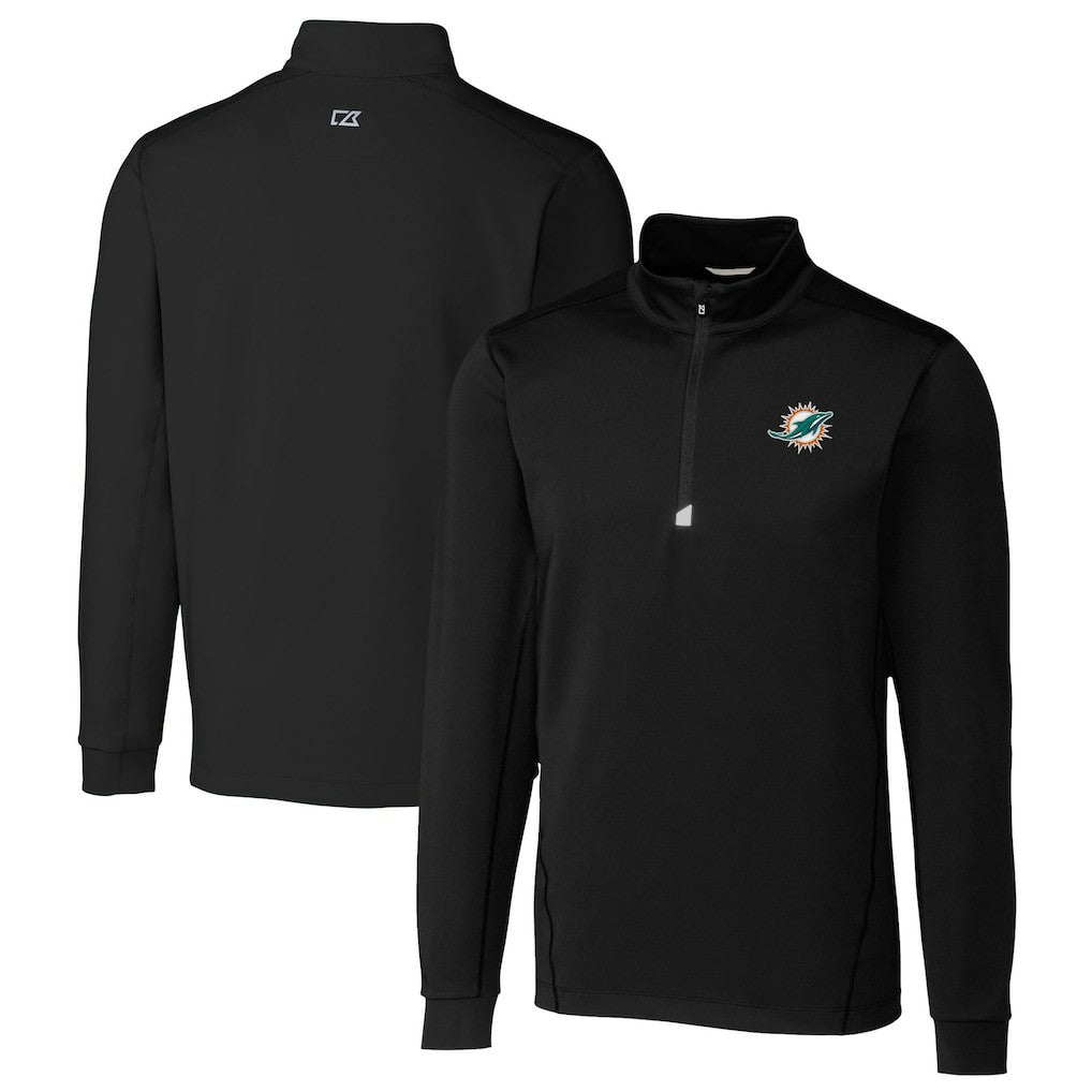 Miami Dolphins Cutter & Buck Big & Tall Traverse Eco Tri-Blend DryTec Quarter-Zip Jacket | NFL Hot