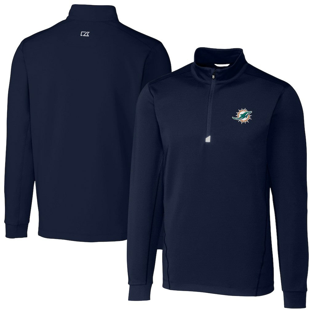 Miami Dolphins Cutter & Buck Big & Tall Traverse Eco Tri-Blend DryTec Quarter-Zip Jacket | NFL Online