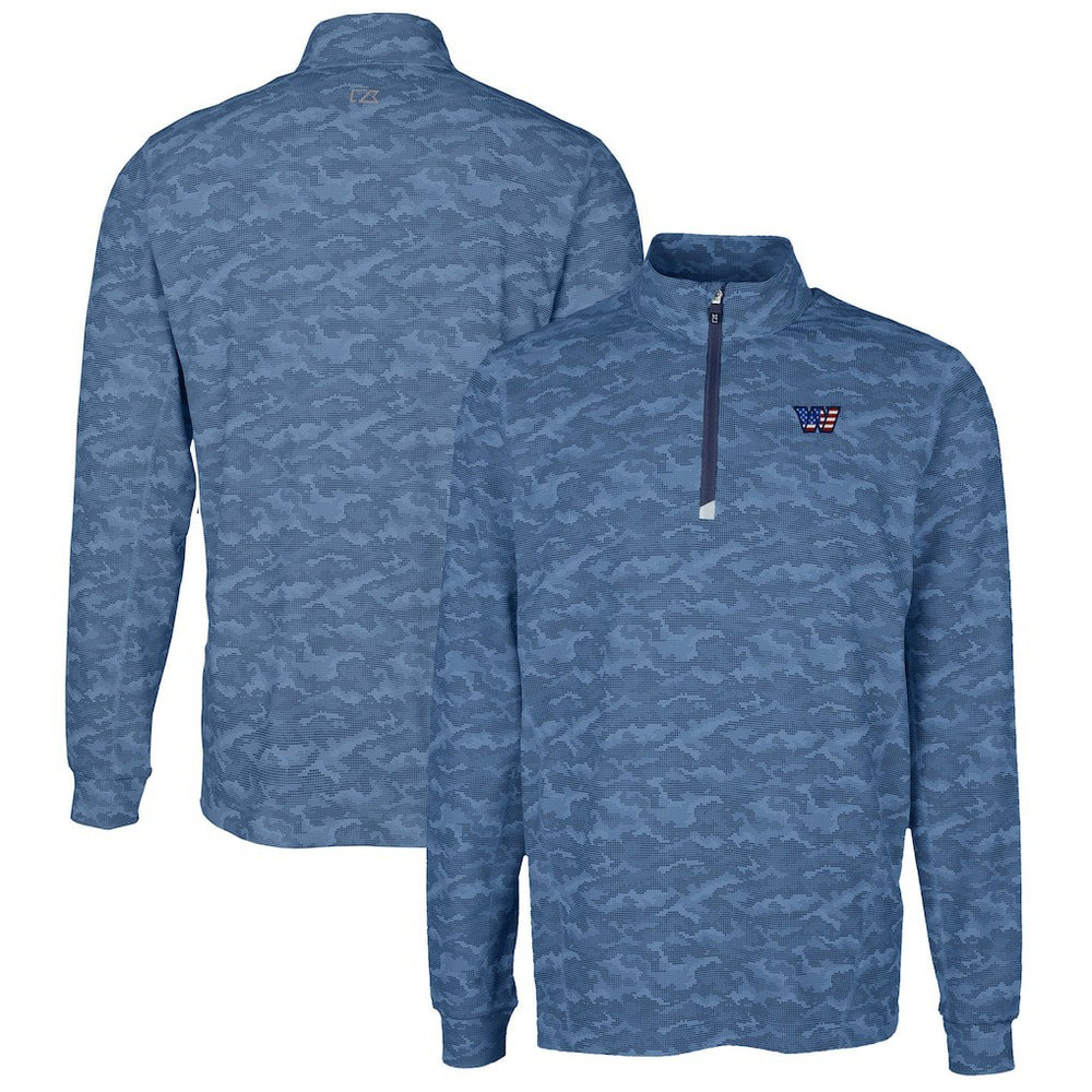 Washington Commanders Cutter & Buck Big & Tall Americana Traverse Eco Camo Tri-Blend DryTec Quarter-Zip Jacket | NFL Online