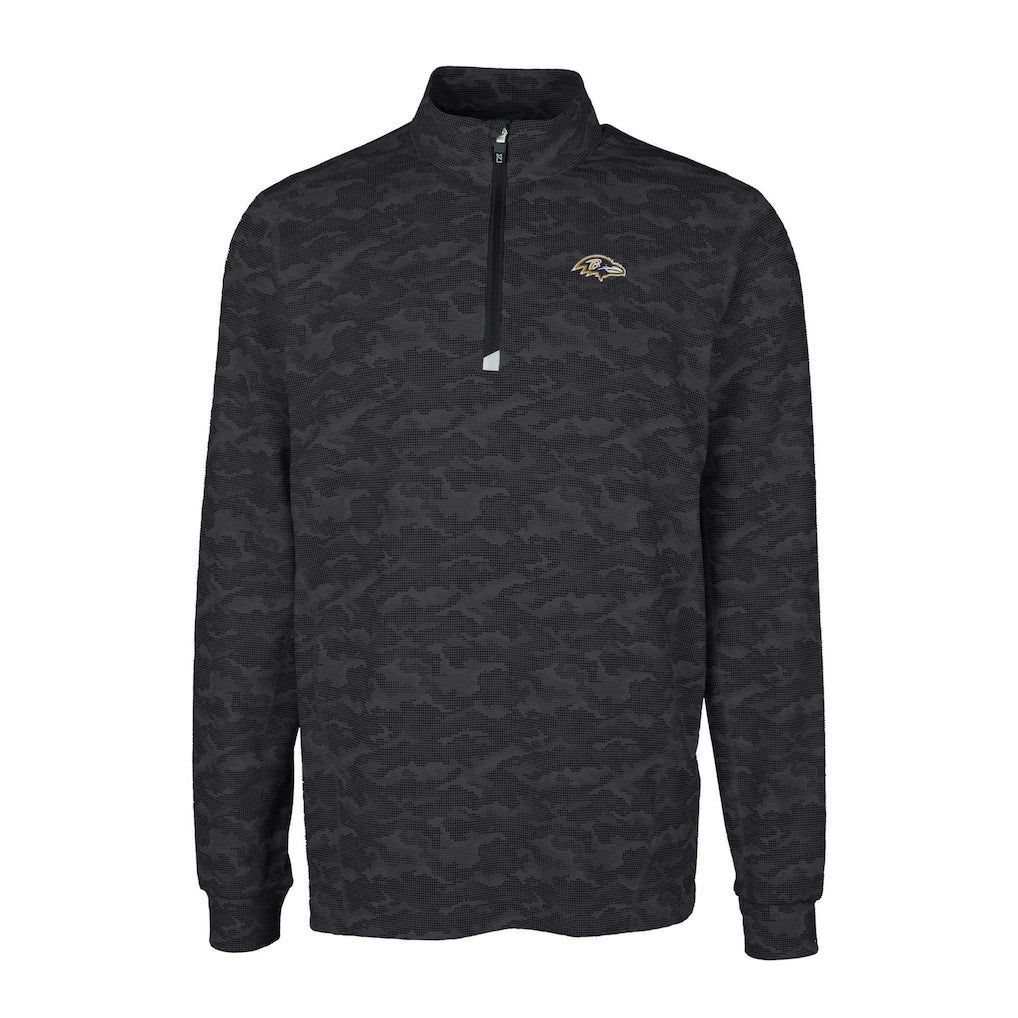 Baltimore Ravens Cutter & Buck Big & Tall Traverse Eco Camo Tri-Blend DryTec Quarter-Zip Jacket | NFL Discount