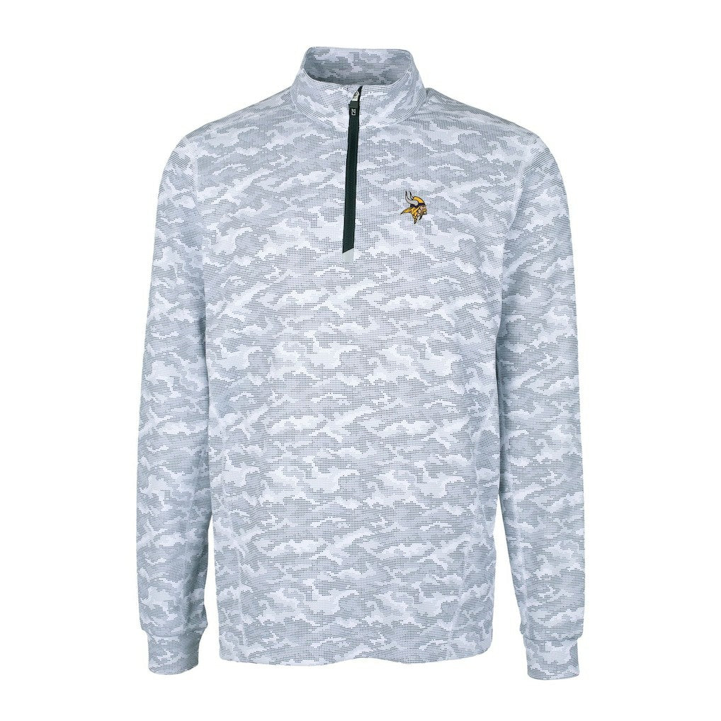 Minnesota Vikings Cutter & Buck Big & Tall Traverse Eco Camo Tri-Blend DryTec Quarter-Zip Jacket | NFL Discount