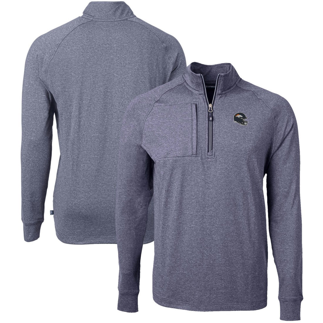 Denver Broncos Cutter & Buck Big & Tall Adapt Eco Raglan Quarter-Zip Jacket | NFL Online