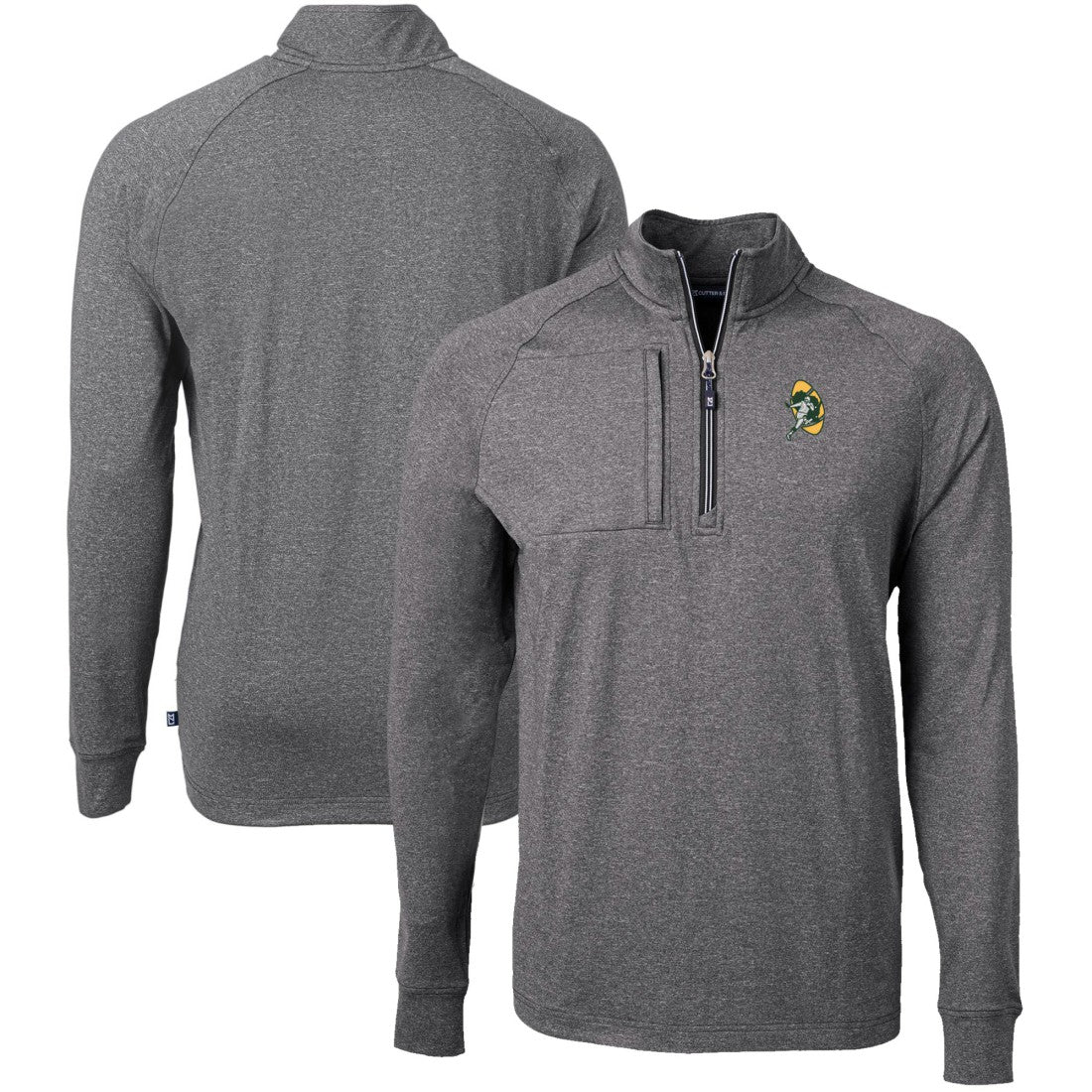 Green Bay Packers Cutter & Buck Big & Tall Adapt Eco Raglan Quarter-Zip Jacket | NFL US