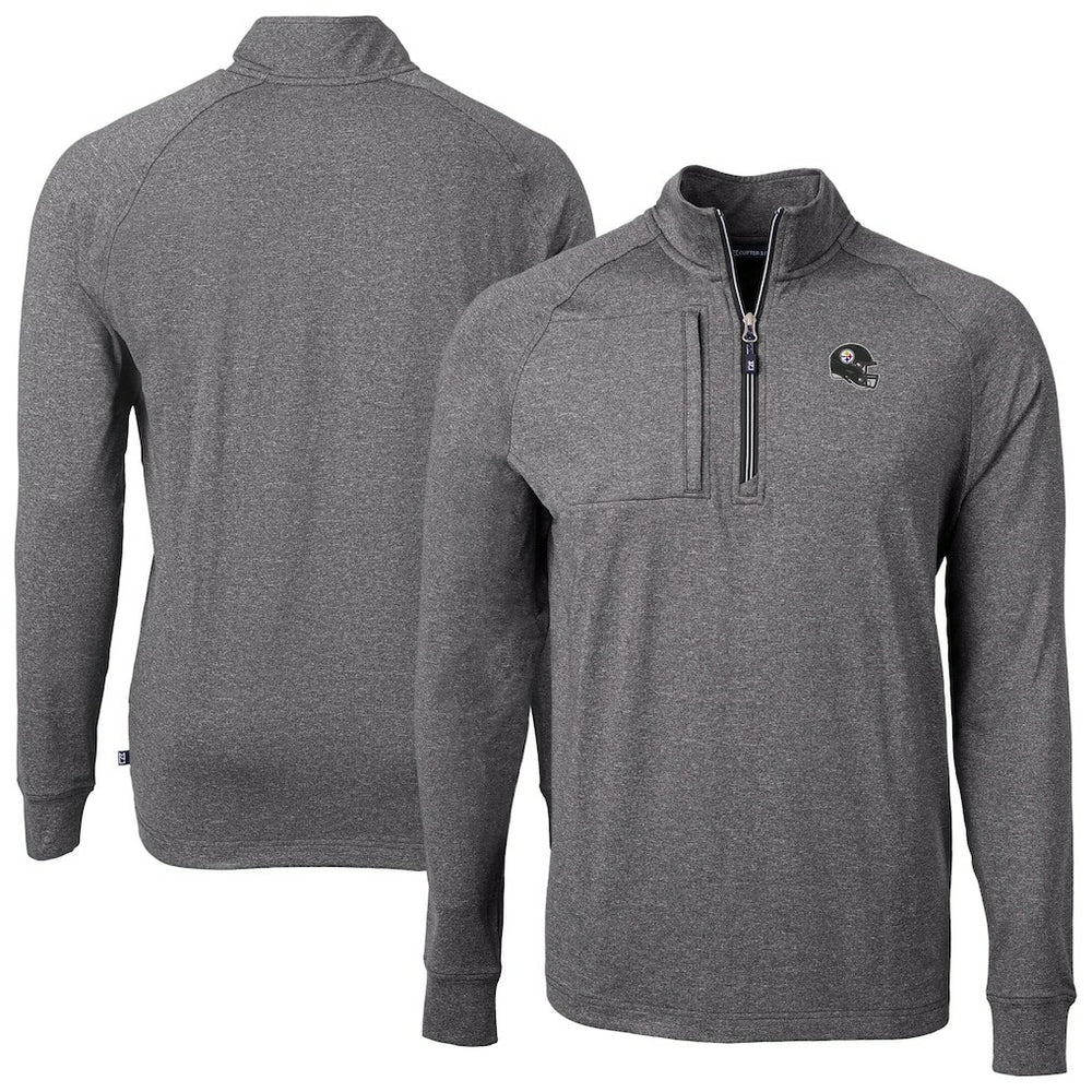 Pittsburgh Steelers Cutter & Buck Big & Tall Adapt Eco Raglan Quarter-Zip Jacket | NFL Discount