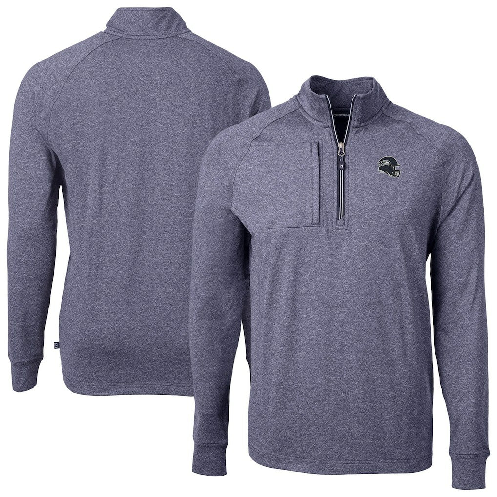 Seattle Seahawks Cutter & Buck Big & Tall Adapt Eco Raglan Quarter-Zip Jacket | NFL New