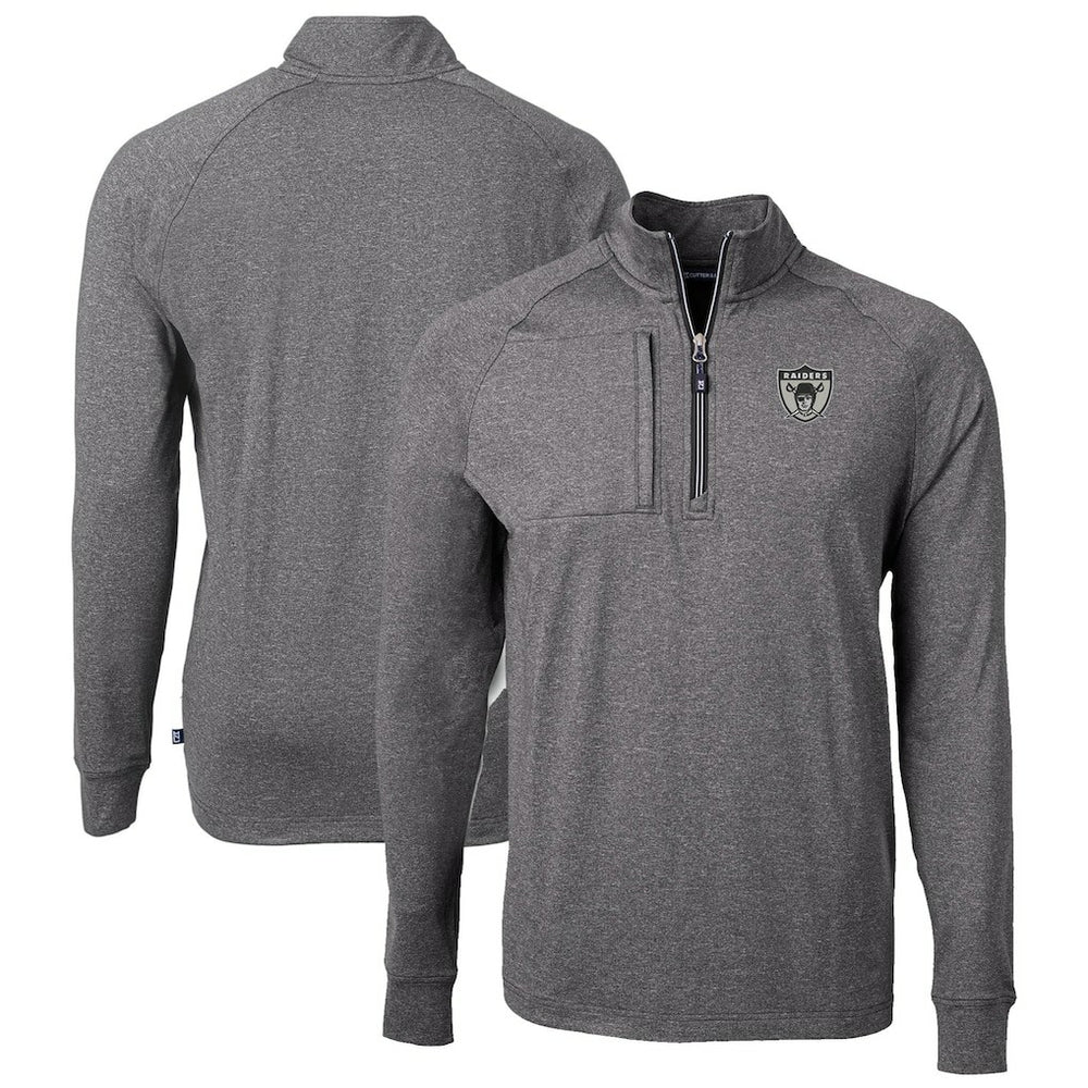 Las Vegas Raiders Cutter & Buck Big & Tall Adapt Eco Raglan Quarter-Zip Jacket | NFL Online
