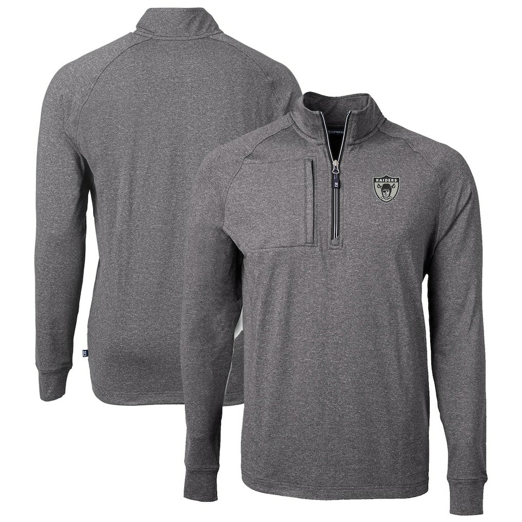Las Vegas Raiders Cutter & Buck Big & Tall Adapt Eco Raglan Quarter-Zip Jacket | NFL Online