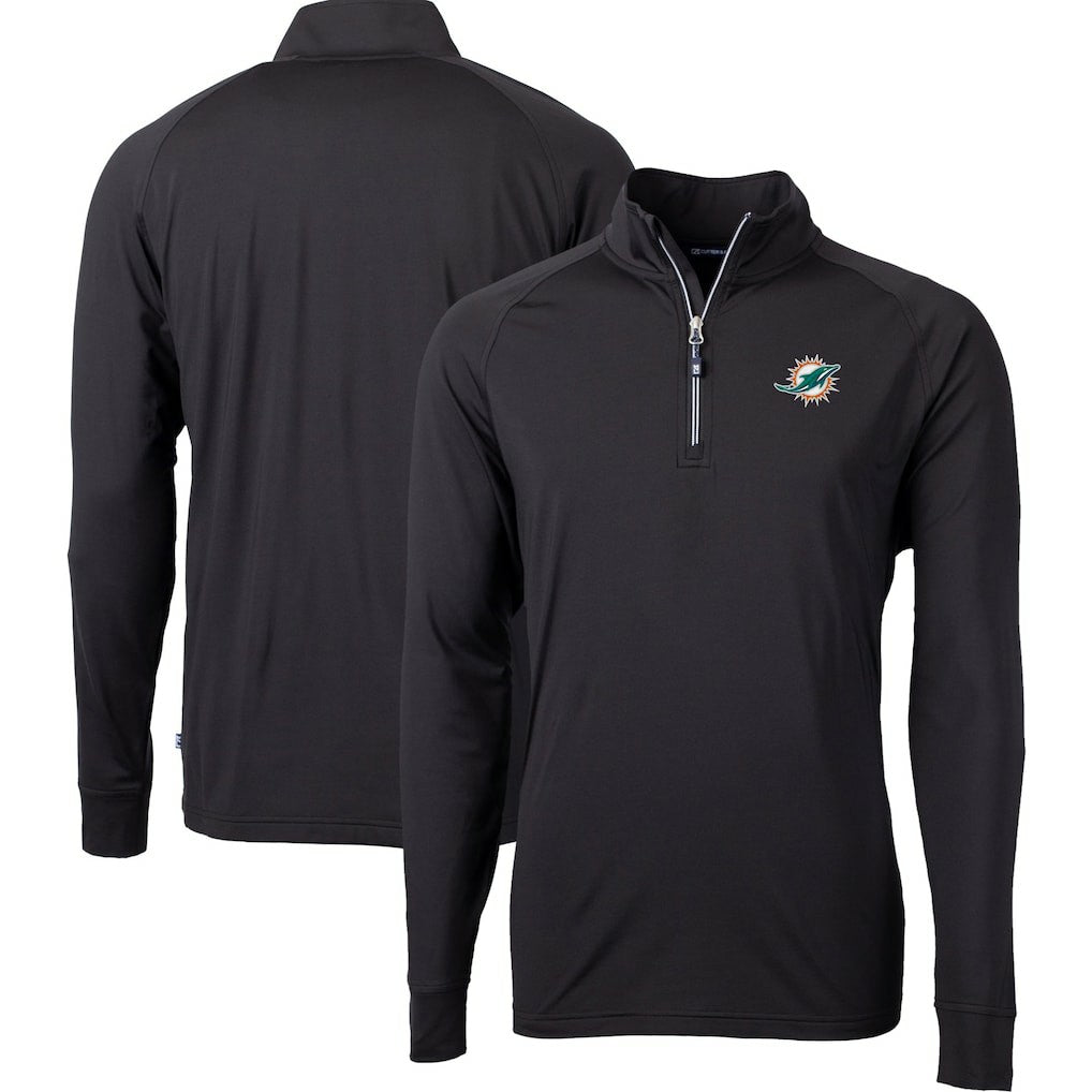 Miami Dolphins Cutter & Buck Big & Tall Adapt Eco DryTec Raglan Quarter-Zip Jacket | NFL Discount