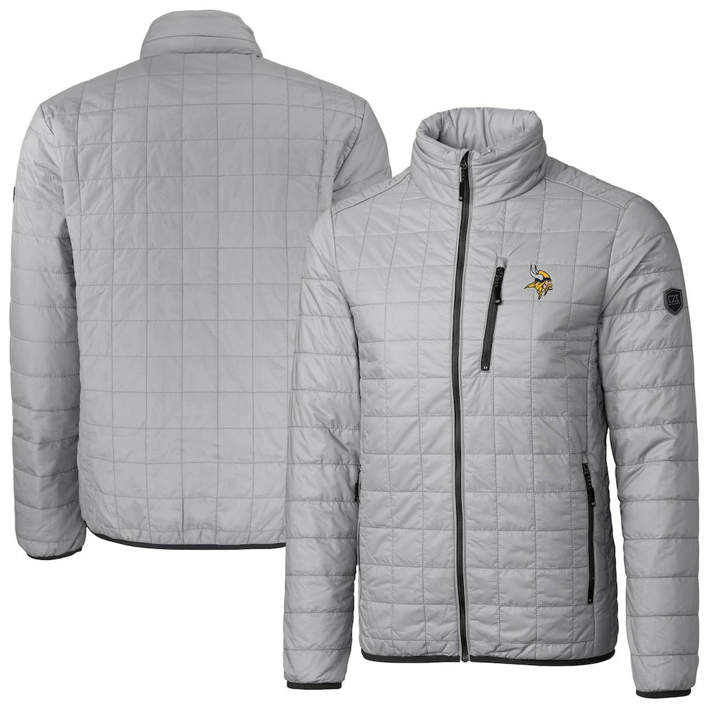 Minnesota Vikings Cutter & Buck Big & Tall Rainier PrimaLoft Eco Insulated Full-Zip Hoodie Puffer Jacket | NFL New