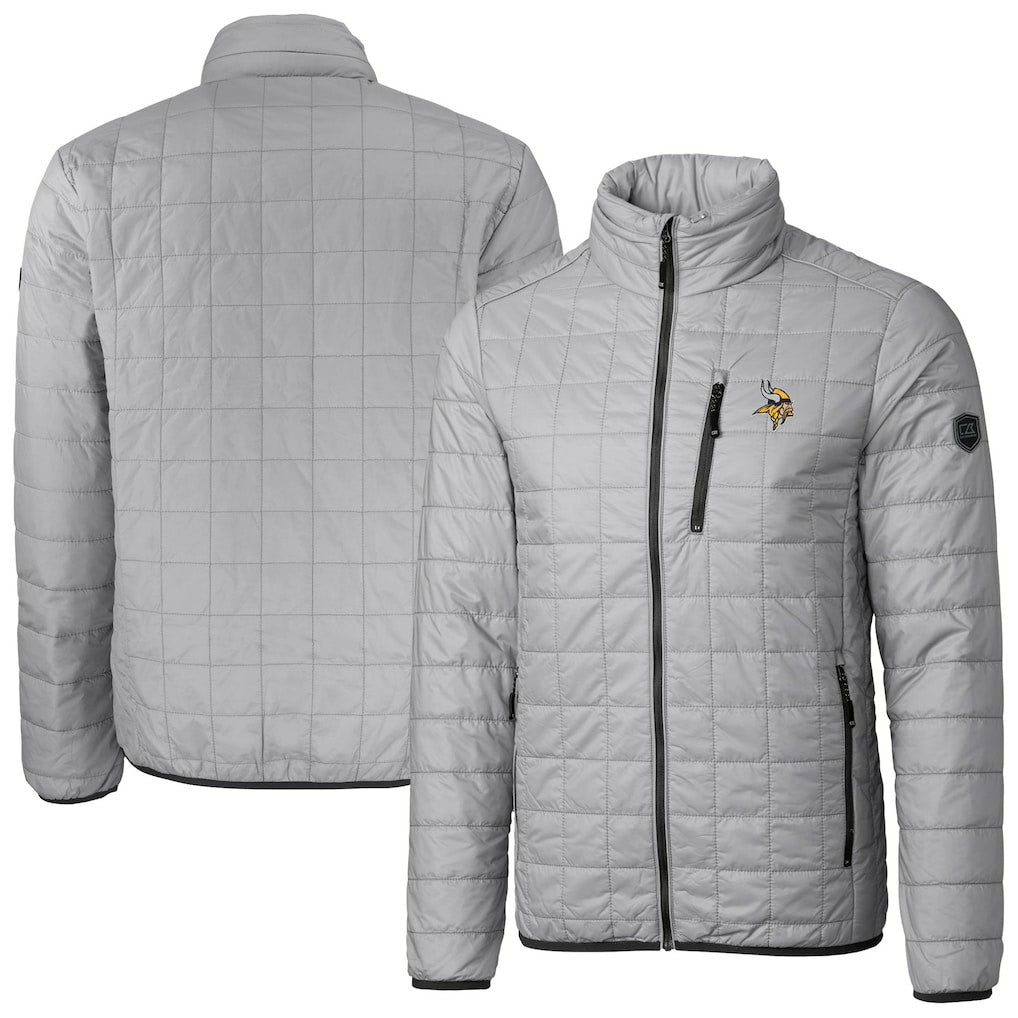 Minnesota Vikings Cutter & Buck Big & Tall Rainier PrimaLoft Eco Insulated Full-Zip Hoodie Puffer Jacket | NFL New