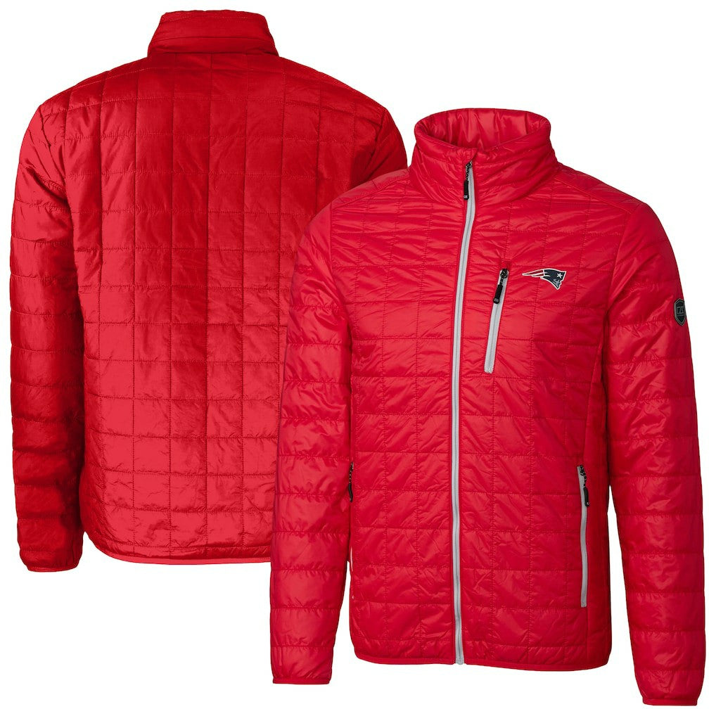 New England Patriots Cutter & Buck Big & Tall Rainier PrimaLoft Eco Insulated Full-Zip Hoodie Puffer Jacket | NFL New
