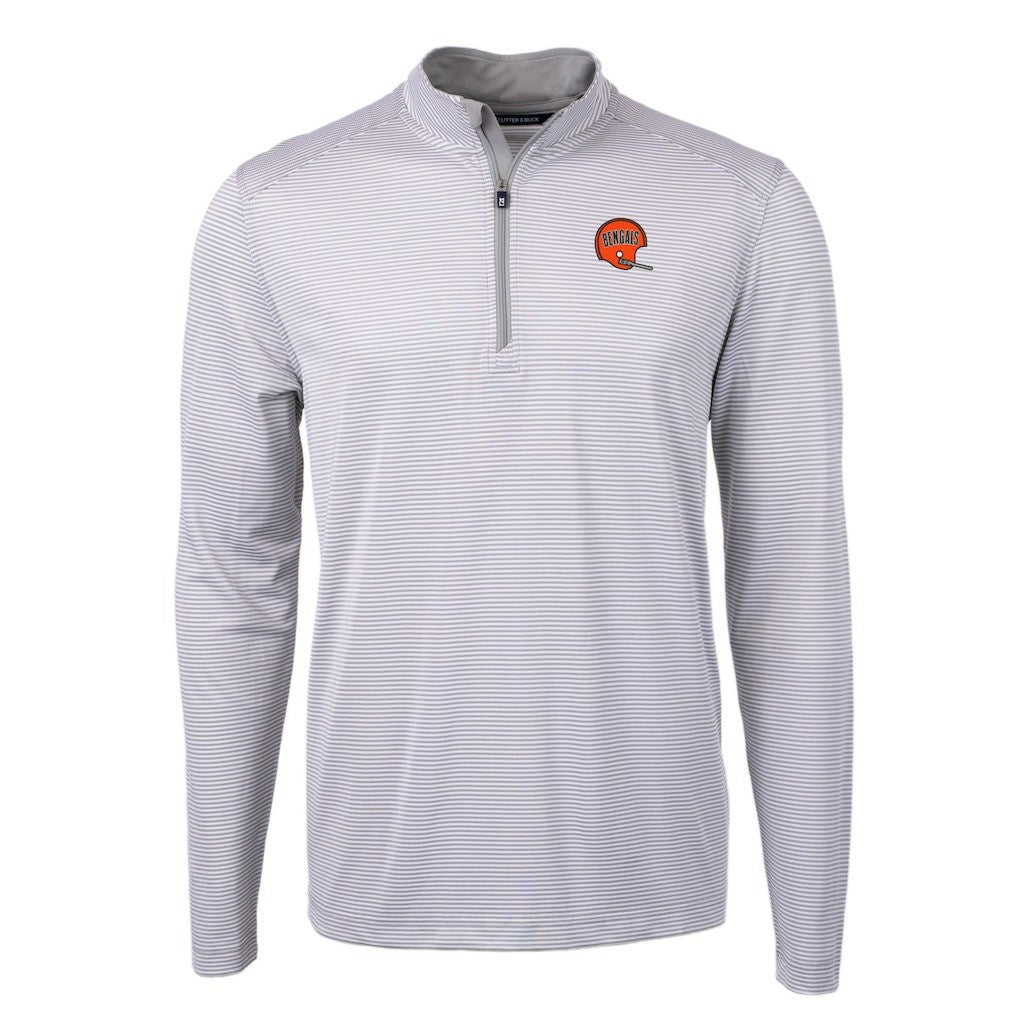 Cincinnati Bengals Cutter & Buck Big & Tall Virtue Eco Pique Micro Stripe Tri-Blend Quarter-Zip Jacket | NFL US