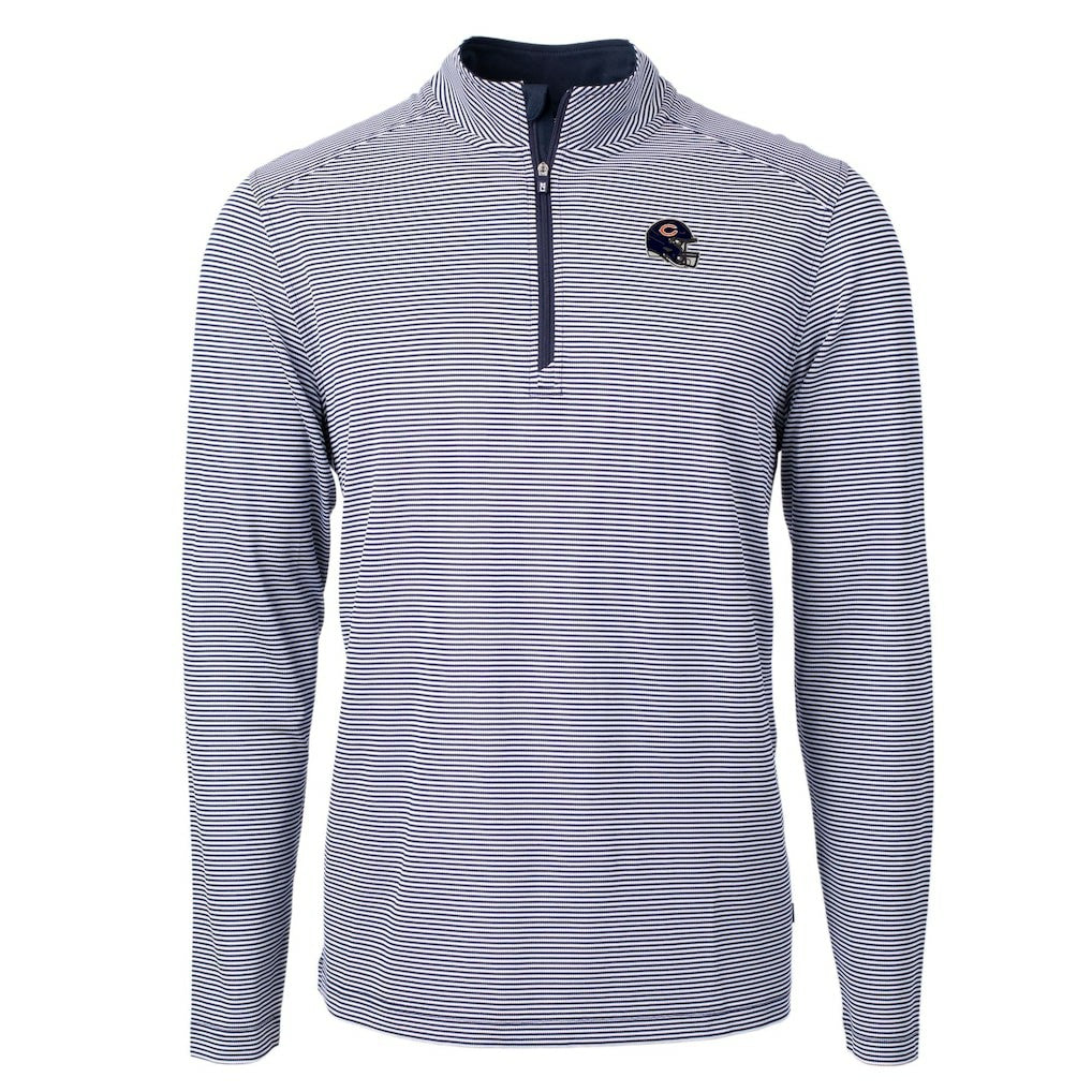 Chicago Bears Cutter & Buck Big & Tall Virtue Eco Pique Micro Stripe Tri-Blend Quarter-Zip Jacket | NFL Discount