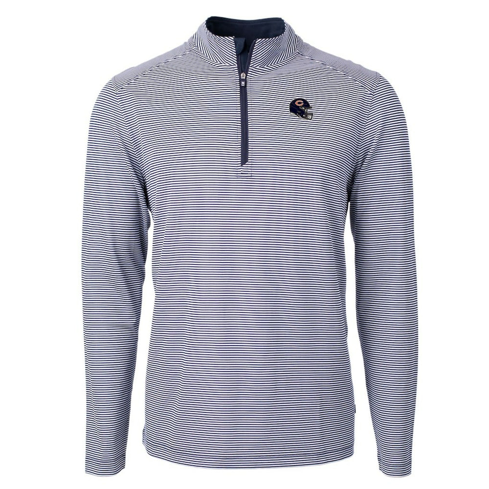 Chicago Bears Cutter & Buck Big & Tall Virtue Eco Pique Micro Stripe Tri-Blend Quarter-Zip Jacket | NFL Discount