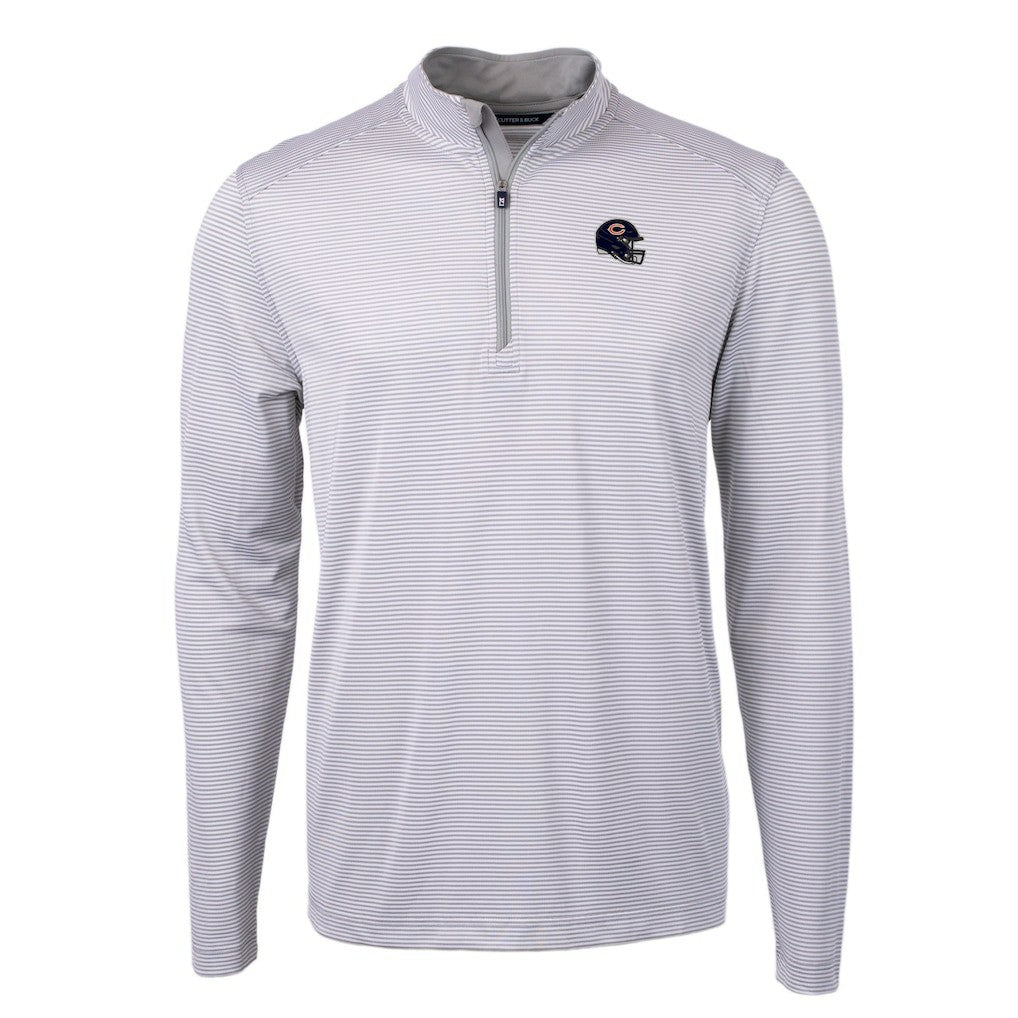Chicago Bears Cutter & Buck Big & Tall Virtue Eco Pique Micro Stripe Tri-Blend Quarter-Zip Jacket | NFL Discount