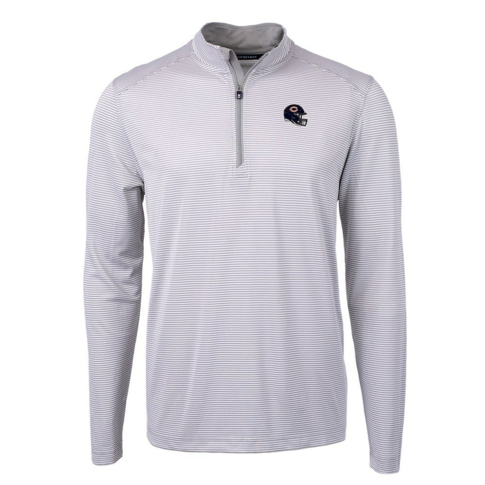 Chicago Bears Cutter & Buck Big & Tall Virtue Eco Pique Micro Stripe Tri-Blend Quarter-Zip Jacket | NFL Discount