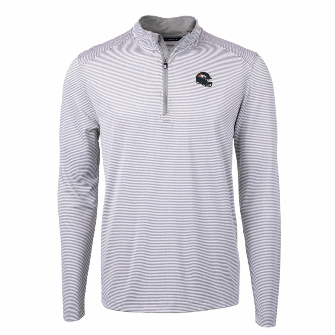 Denver Broncos Cutter & Buck Big & Tall Virtue Eco Pique Micro Stripe Tri-Blend Quarter-Zip Jacket | NFL Online