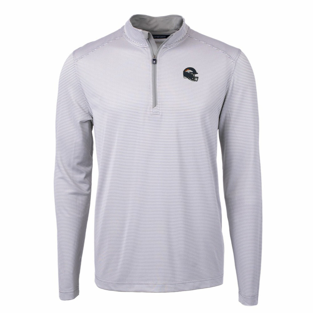 Denver Broncos Cutter & Buck Big & Tall Virtue Eco Pique Micro Stripe Tri-Blend Quarter-Zip Jacket | NFL Online