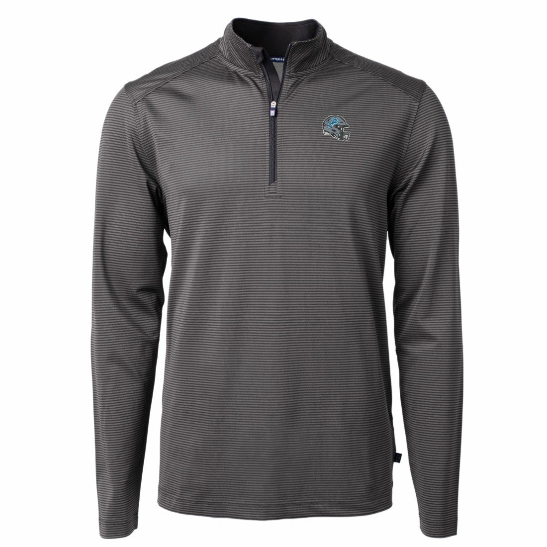 Detroit Lions Cutter & Buck Big & Tall Virtue Eco Pique Micro Stripe Tri-Blend Quarter-Zip Jacket | NFL Online