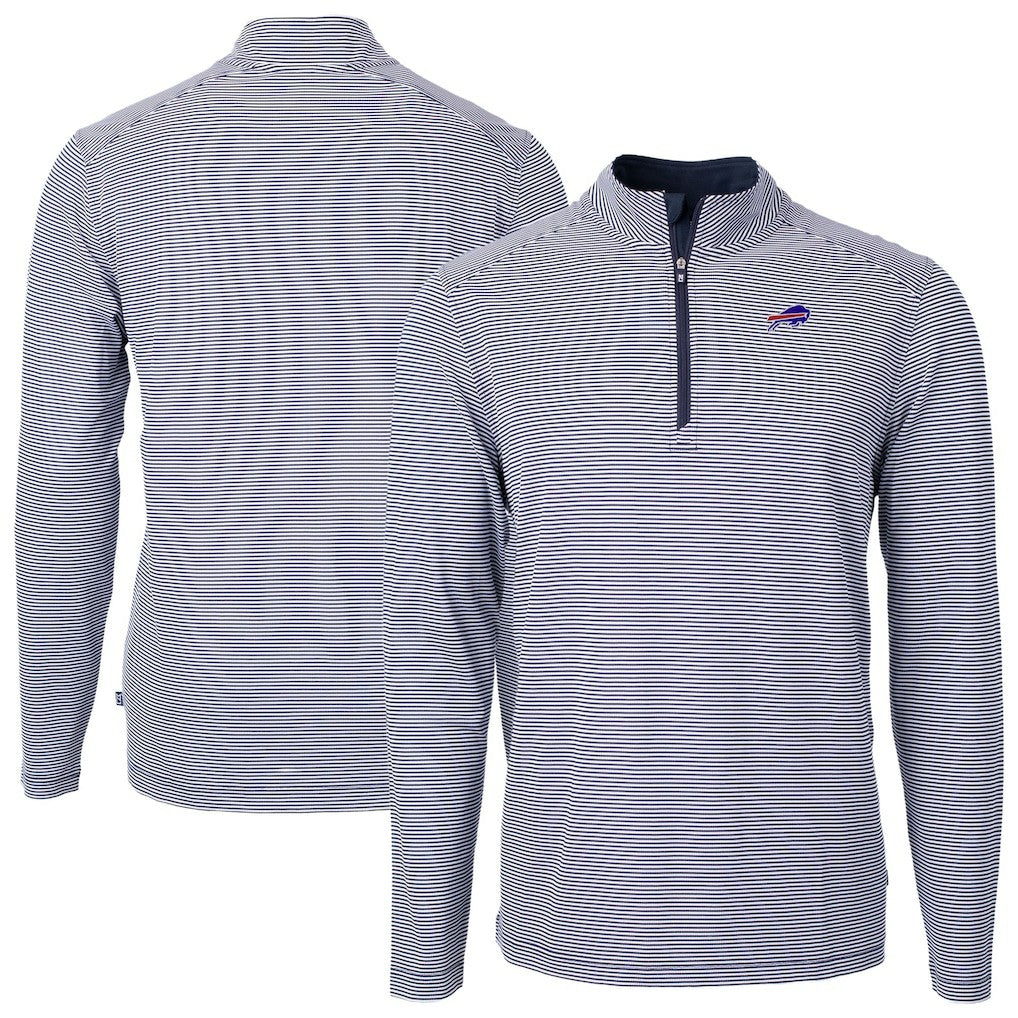 Buffalo Bills Cutter & Buck Big & Tall Virtue Eco Pique Micro Stripe Tri-Blend Quarter-Zip Jacket | NFL Outlet