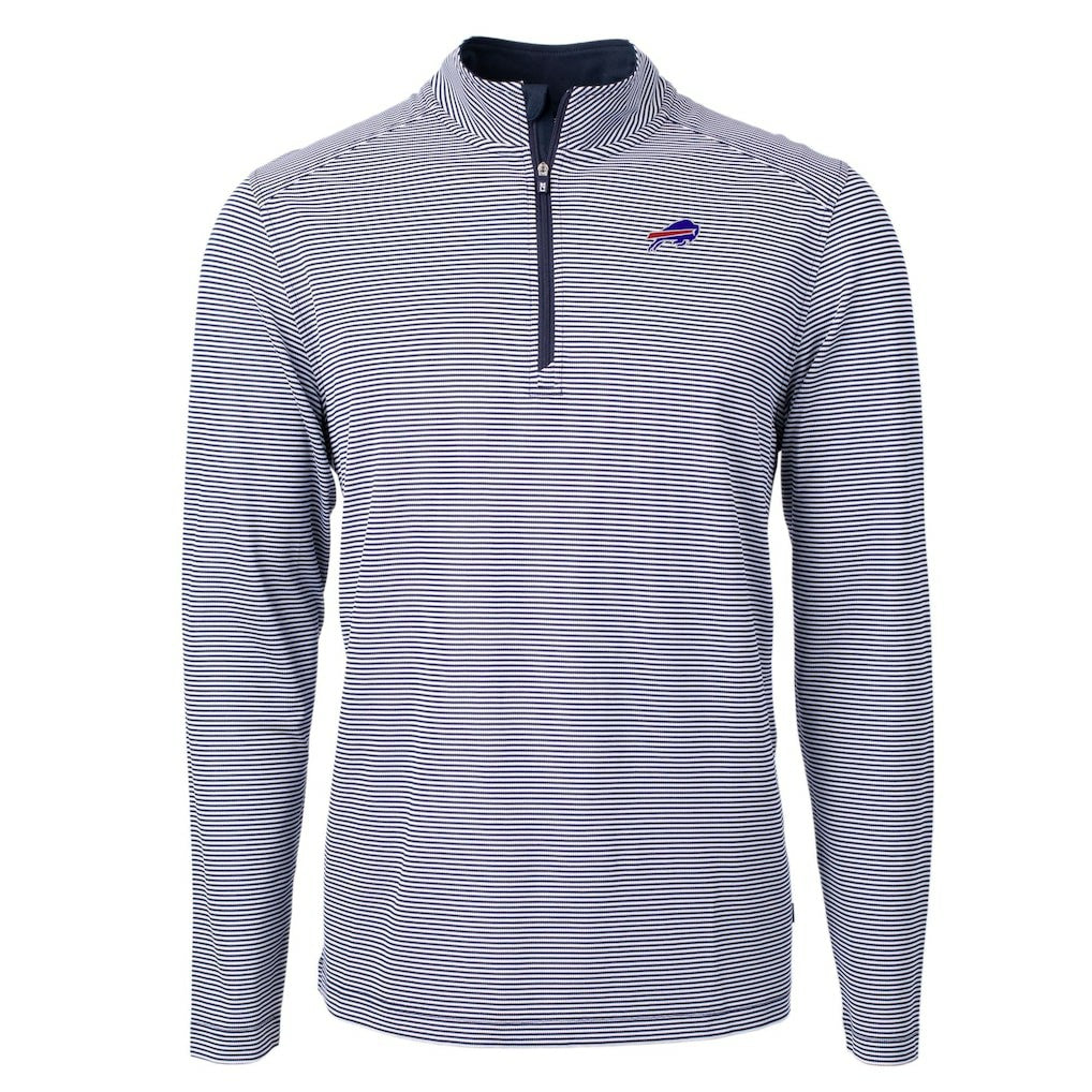 Buffalo Bills Cutter & Buck Big & Tall Virtue Eco Pique Micro Stripe Tri-Blend Quarter-Zip Jacket | NFL Outlet