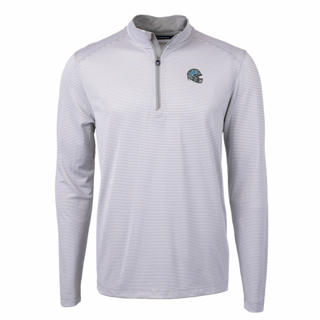 Detroit Lions Cutter & Buck Big & Tall Virtue Eco Pique Micro Stripe Tri-Blend Quarter-Zip Jacket | NFL Outlet