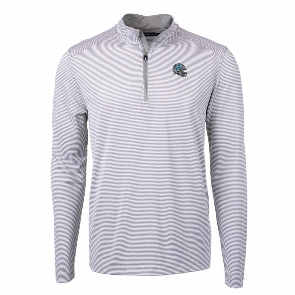 Detroit Lions Cutter & Buck Big & Tall Virtue Eco Pique Micro Stripe Tri-Blend Quarter-Zip Jacket | NFL Outlet