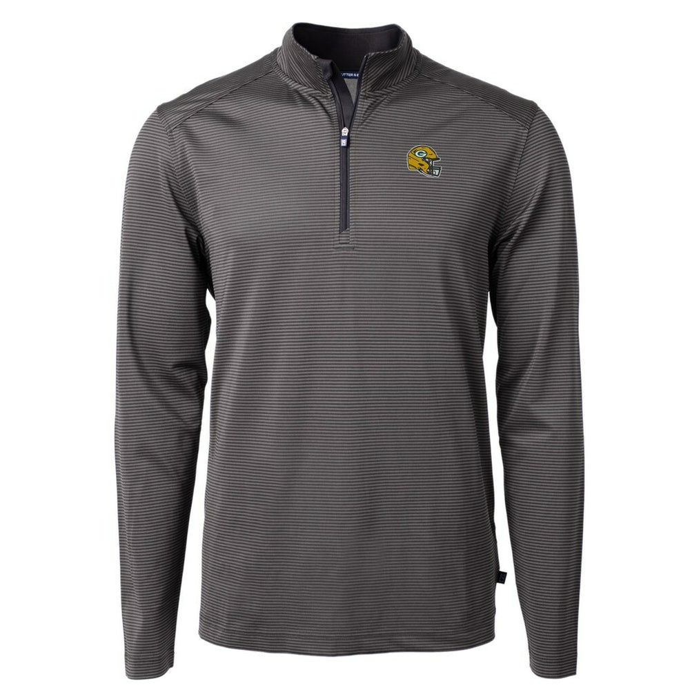Green Bay Packers Cutter & Buck Big & Tall Virtue Eco Pique Micro Stripe Tri-Blend Quarter-Zip Jacket | NFL New