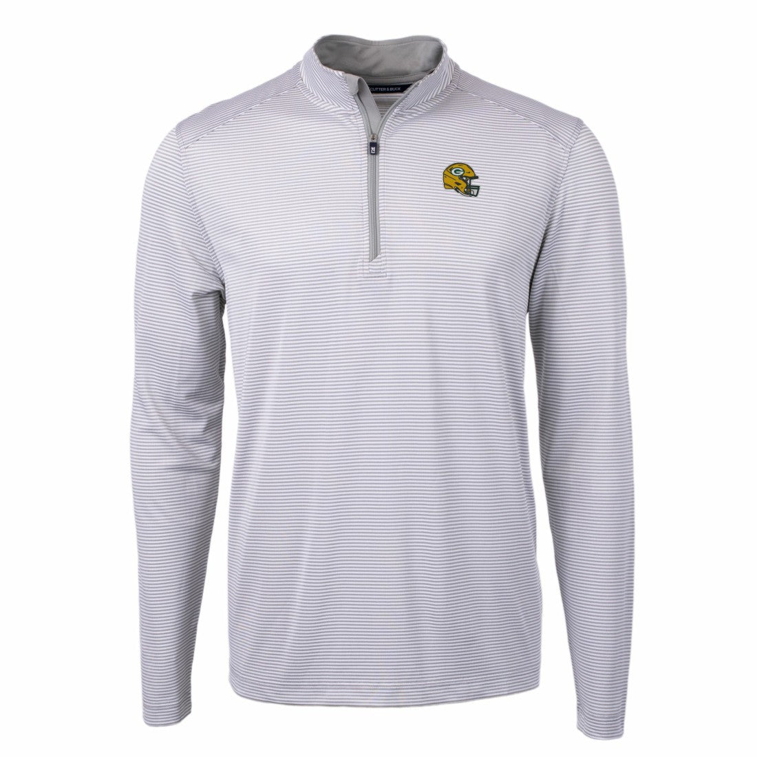 Green Bay Packers Cutter & Buck Big & Tall Virtue Eco Pique Micro Stripe Tri-Blend Quarter-Zip Jacket | NFL Discount