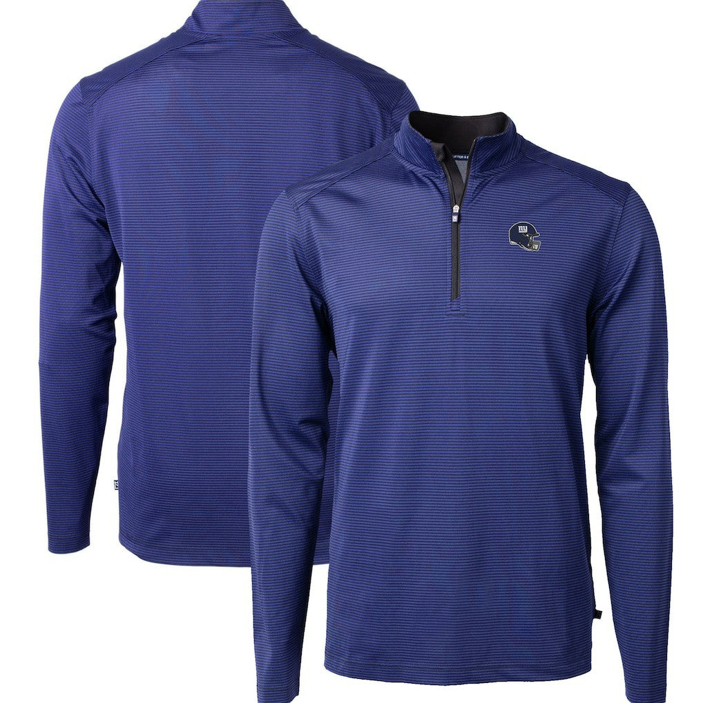 New York Giants Cutter & Buck Big & Tall Virtue Eco Pique Micro Stripe Tri-Blend Quarter-Zip Jacket | NFL Outlet