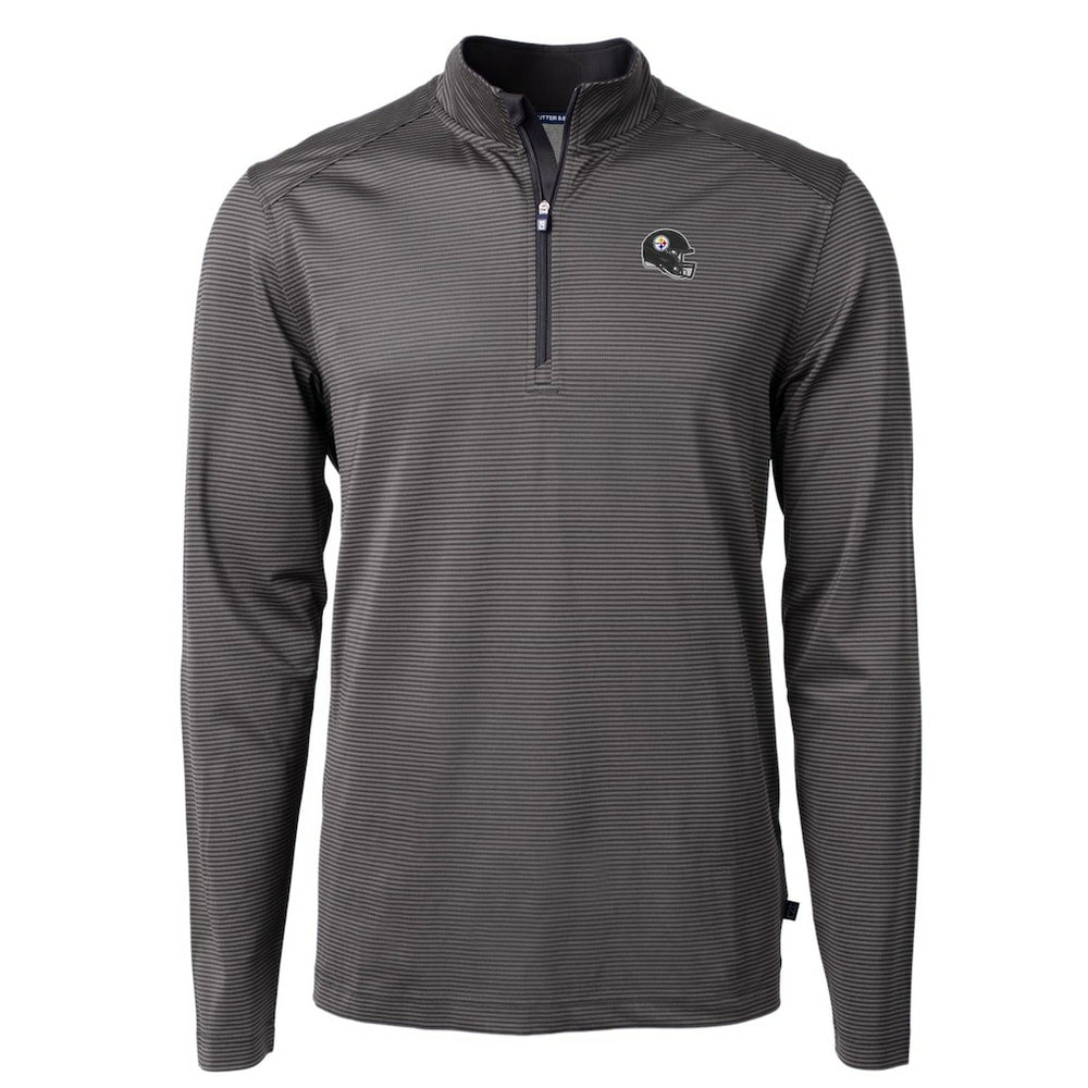 Pittsburgh Steelers Cutter & Buck Big & Tall Virtue Eco Pique Micro Stripe Tri-Blend Quarter-Zip Jacket | NFL On sale