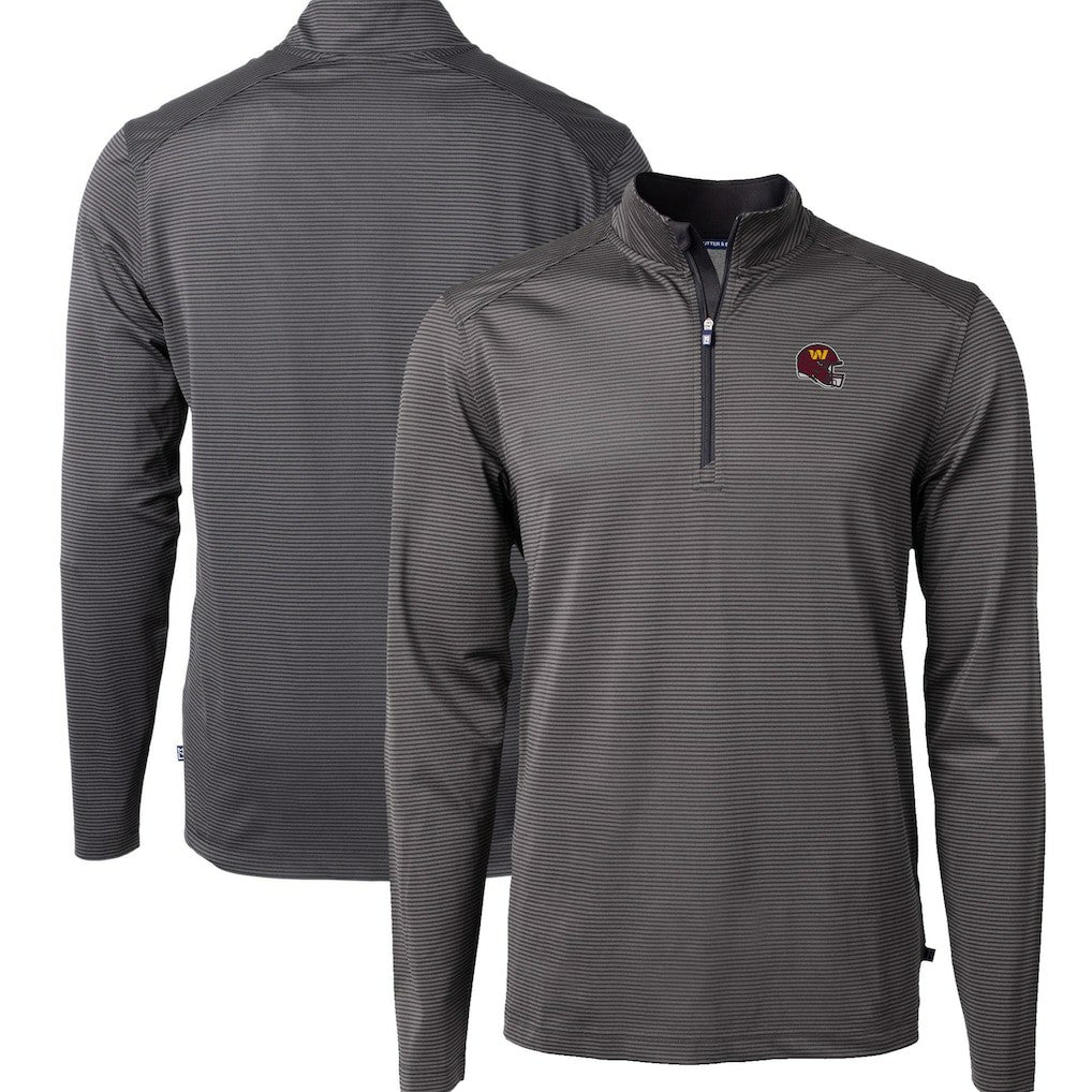 Washington Commanders Cutter & Buck Big & Tall Virtue Eco Pique Micro Stripe Tri-Blend Quarter-Zip Jacket | NFL New