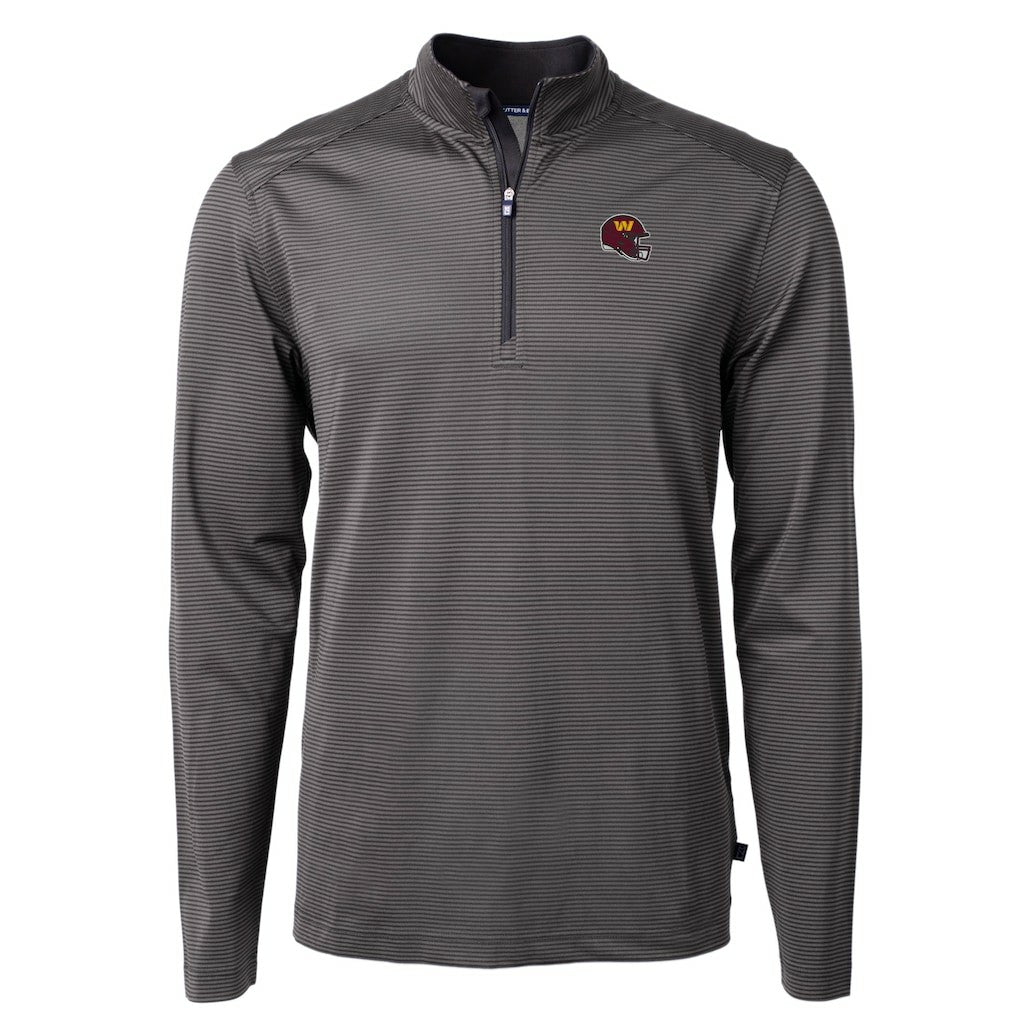 Washington Commanders Cutter & Buck Big & Tall Virtue Eco Pique Micro Stripe Tri-Blend Quarter-Zip Jacket | NFL New