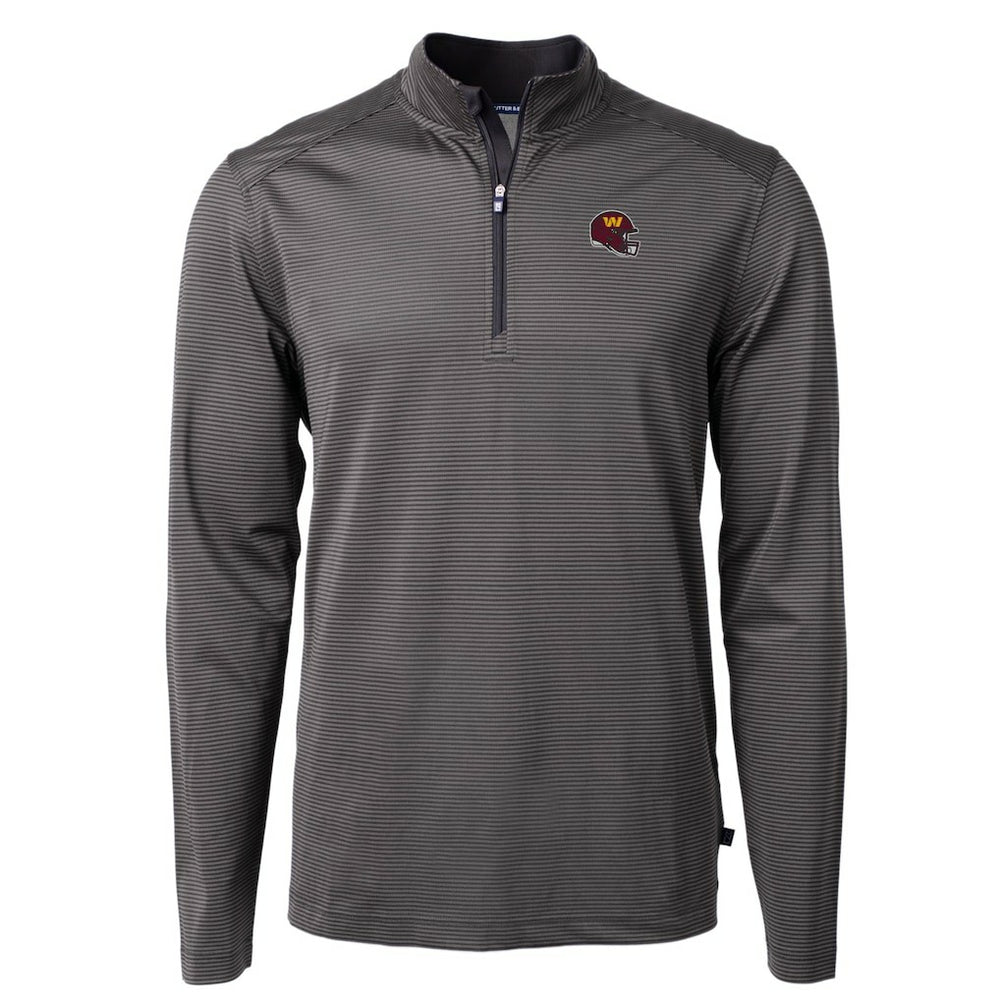 Washington Commanders Cutter & Buck Big & Tall Virtue Eco Pique Micro Stripe Tri-Blend Quarter-Zip Jacket | NFL New