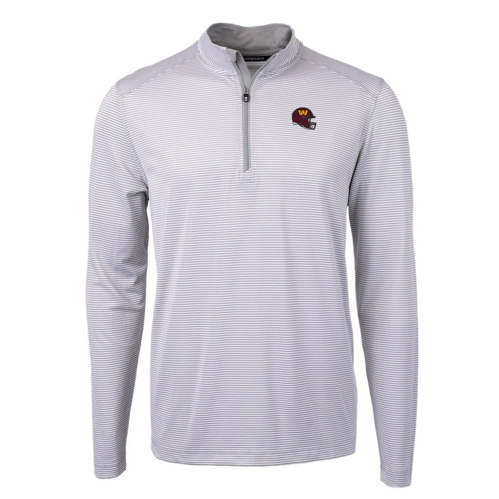 Washington Commanders Cutter & Buck Big & Tall Virtue Eco Pique Micro Stripe Tri-Blend Quarter-Zip Jacket | NFL New