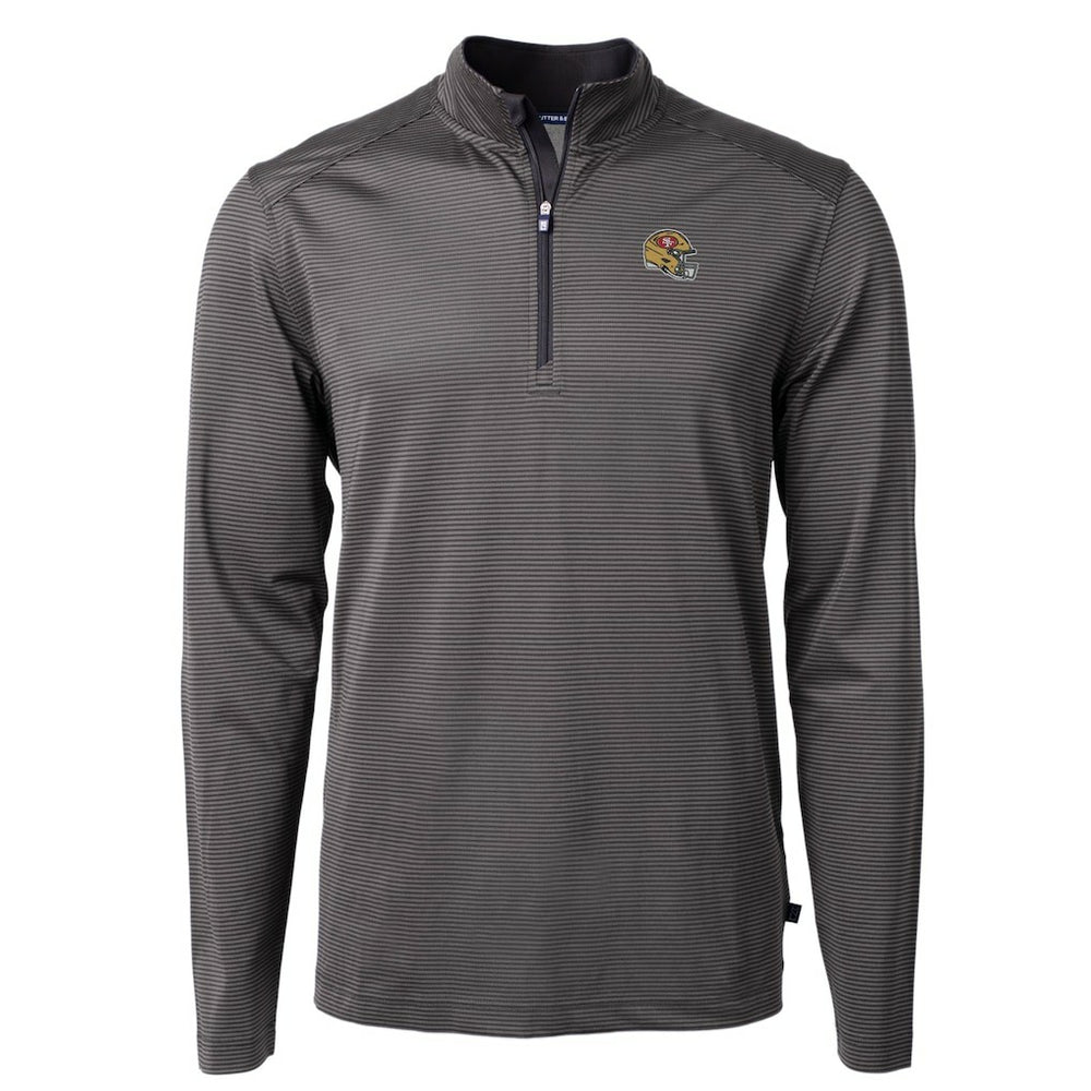 San Francisco 49ers Cutter & Buck Big & Tall Virtue Eco Pique Micro Stripe Tri-Blend Quarter-Zip Jacket | NFL Discount
