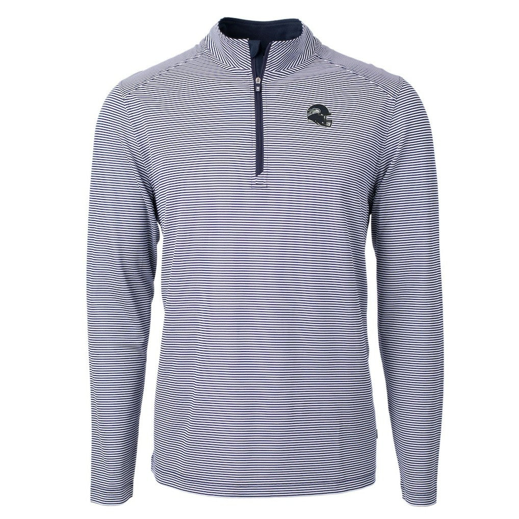 Seattle Seahawks Cutter & Buck Big & Tall Virtue Eco Pique Micro Stripe Tri-Blend Quarter-Zip Jacket | NFL Hot